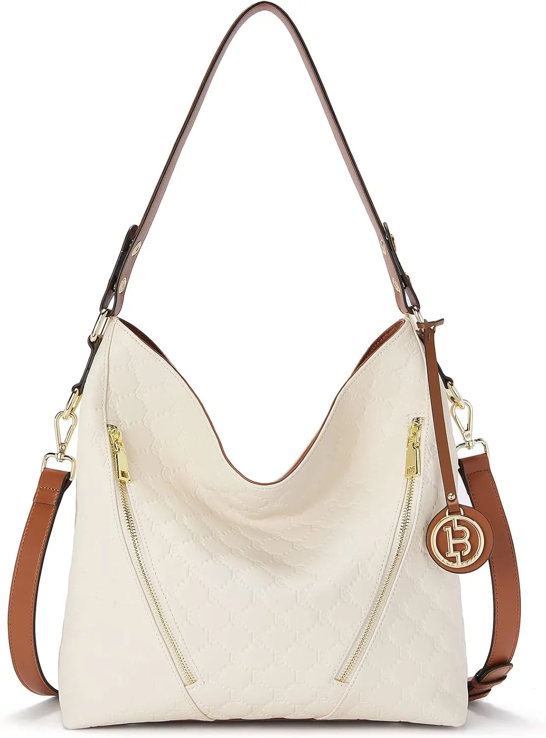 BOSTANTEN Women Leather Handbag Designer Large Hobo Purses Shoulder Bag Brown