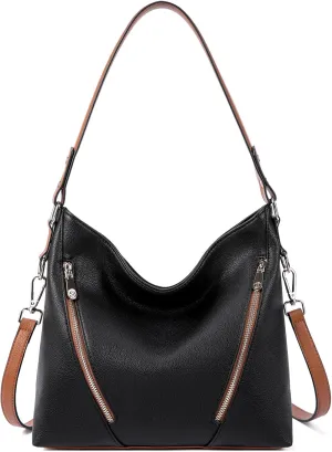 BOSTANTEN Women Leather Handbag Designer Large Hobo Purses Shoulder Bag Brown