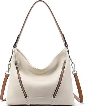 BOSTANTEN Women Leather Handbag Designer Large Hobo Purses Shoulder Bag Brown
