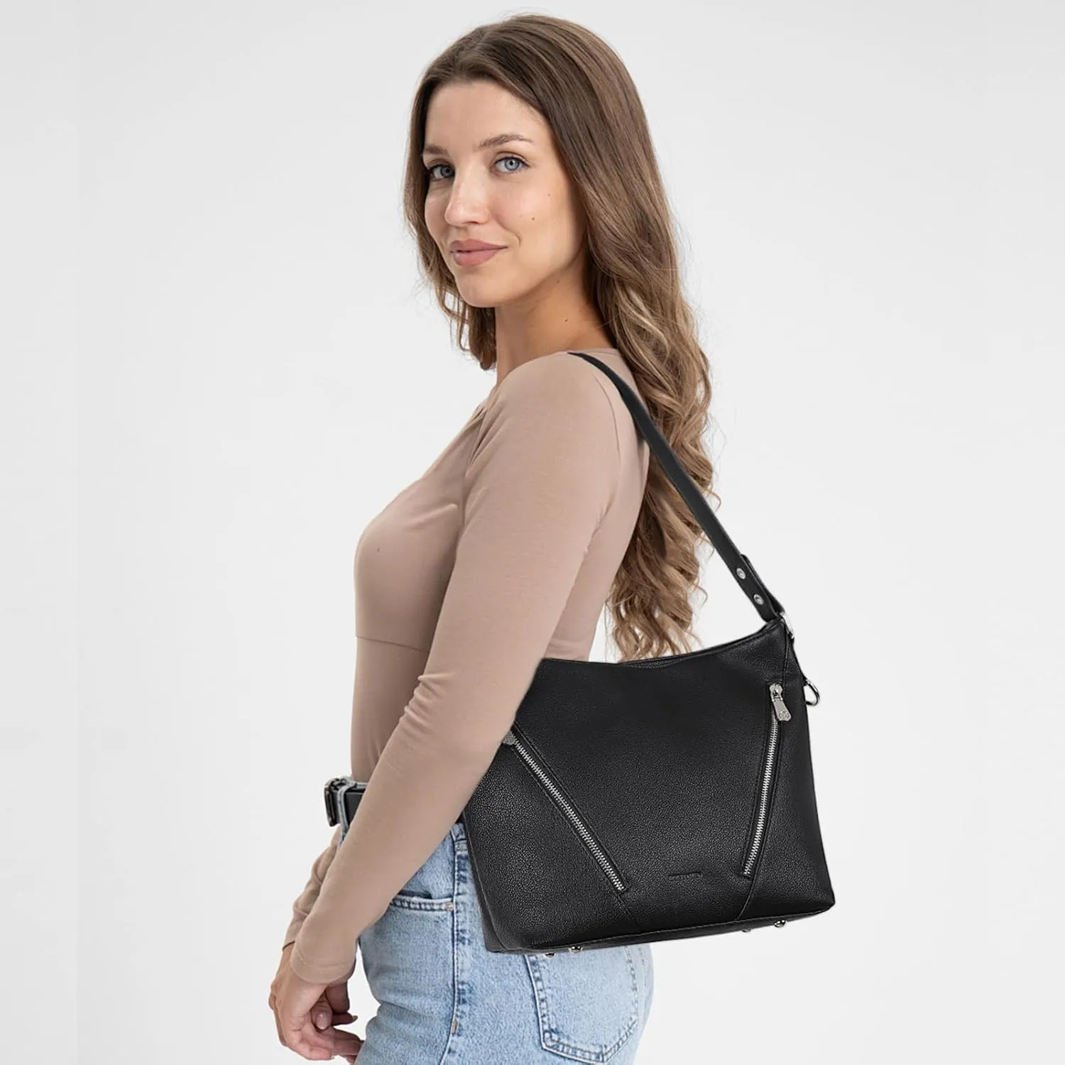 BOSTANTEN Women Leather Handbag Designer Large Hobo Purses Shoulder Bag Brown