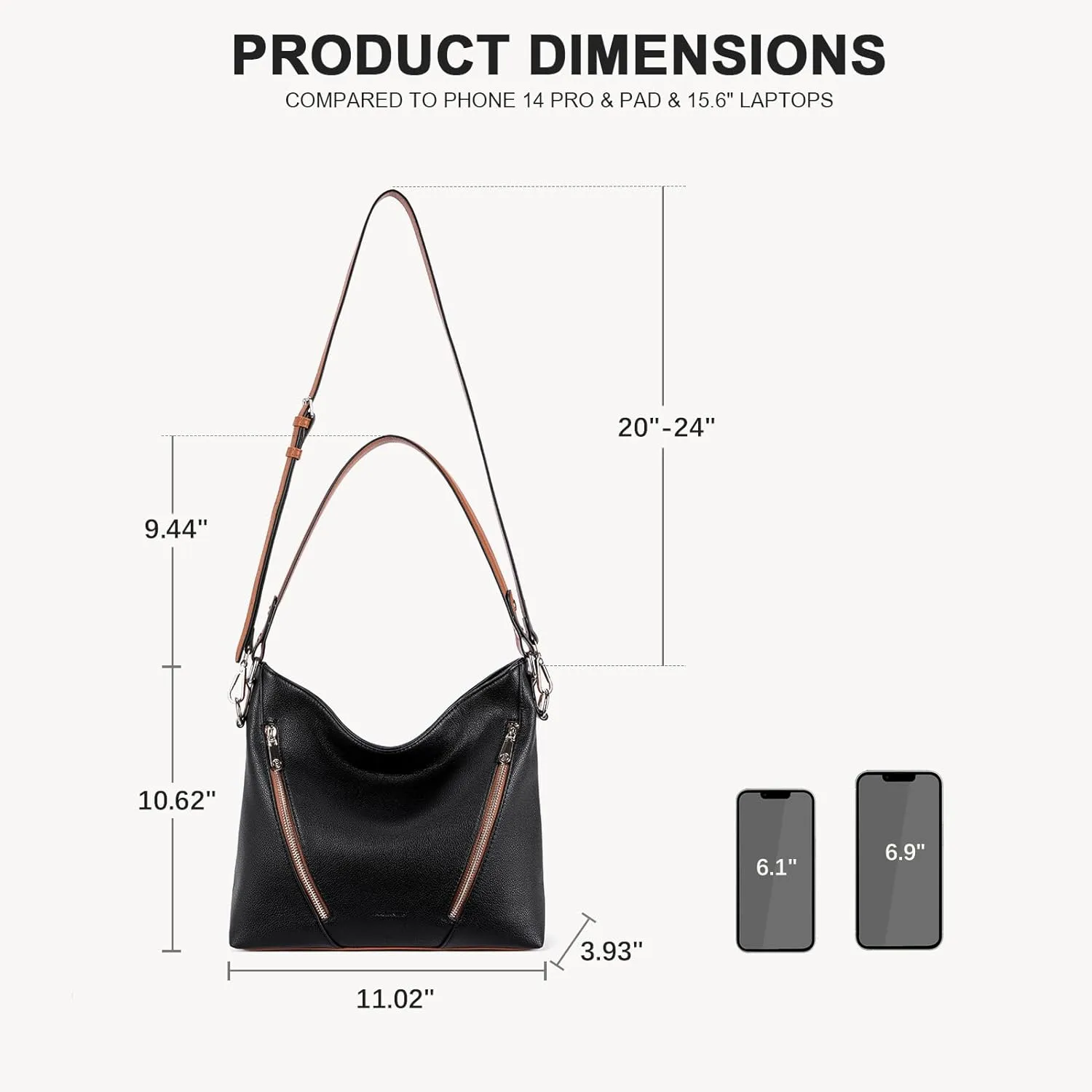 BOSTANTEN Women Leather Handbag Designer Large Hobo Purses Shoulder Bag Brown
