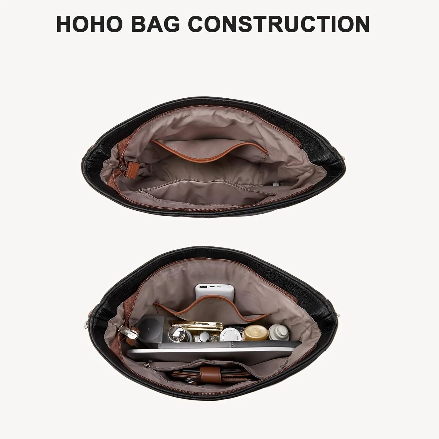 BOSTANTEN Women Leather Handbag Designer Large Hobo Purses Shoulder Bag Brown