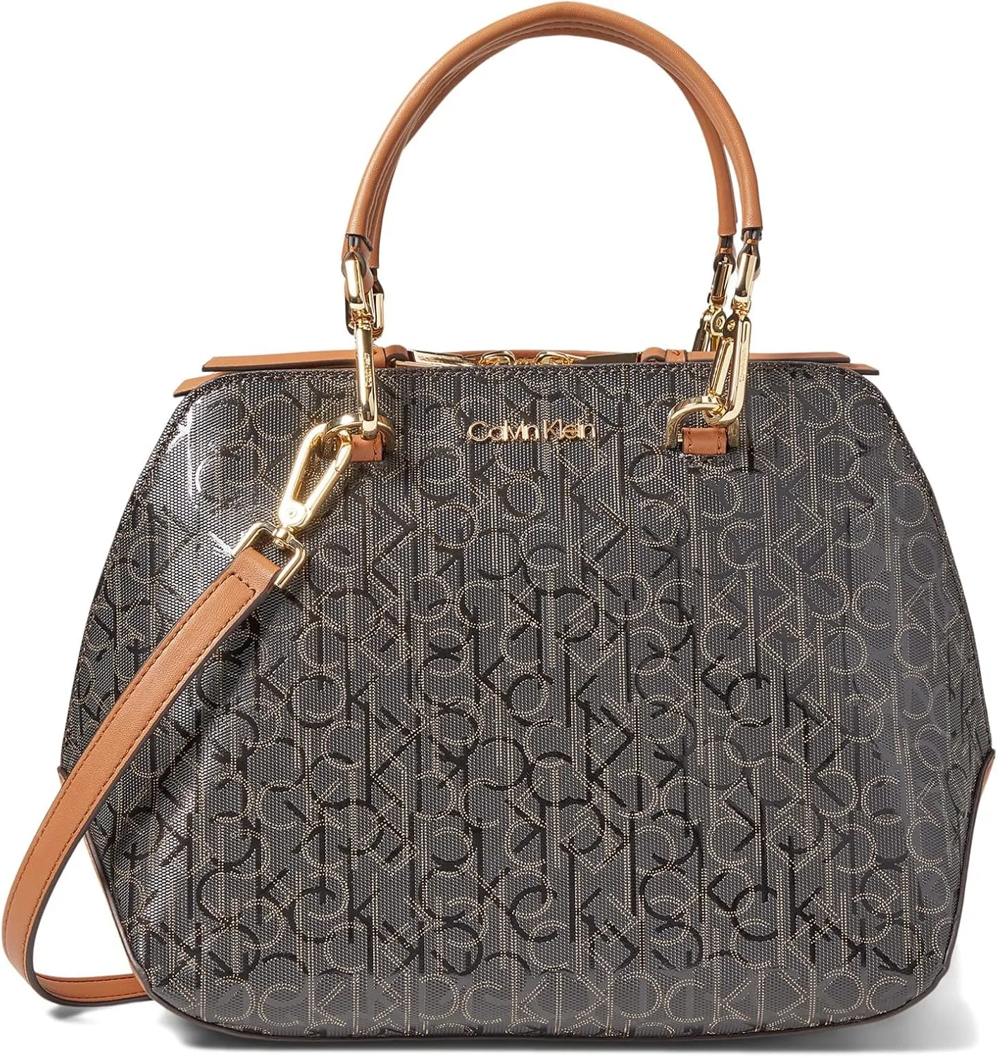 Calvin Klein Lucy Satchel Brown/Khaki/Caramel PROCESSING PROCESSING