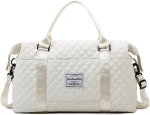 Cute Travel Bag Weekend White Duffel Cute Overnight Gym Tote Carry On Bag for Women (Ivory White)