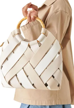 Dolce Vita Sienna-B Woven Bucket Satchel, White