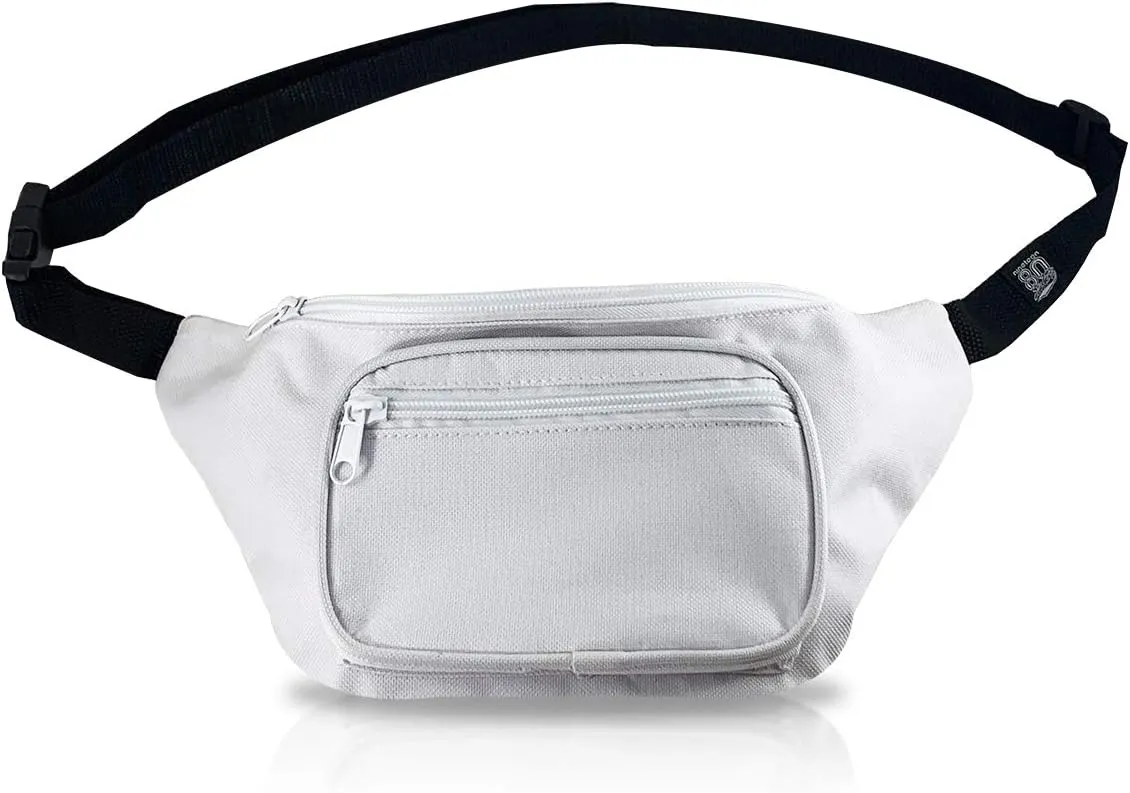 Fanny Pack, Solid Color Design, Bright White Waist Bag, For Women Men Kids (White)