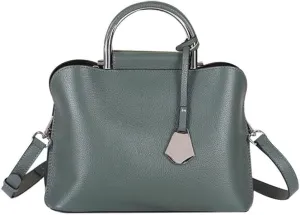 Genuine Cow Leather Design Shoulder Bag Purses Women Tote Bags Top Handle Satchel Handbags (Green) (Color : Green)