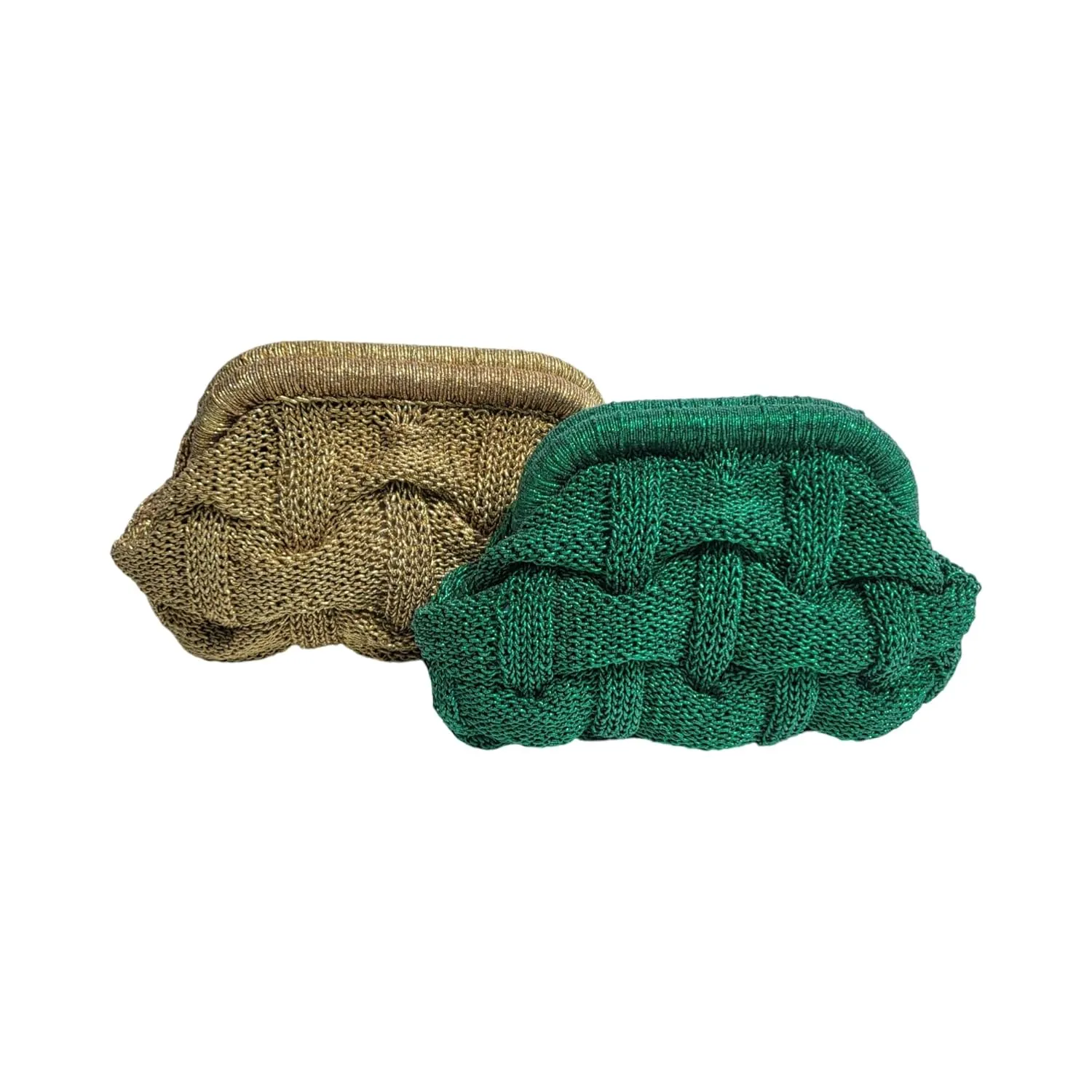 Green Evening Bag For Wedding Sparkle Knit Clutch Hanmade Cocktail Purse