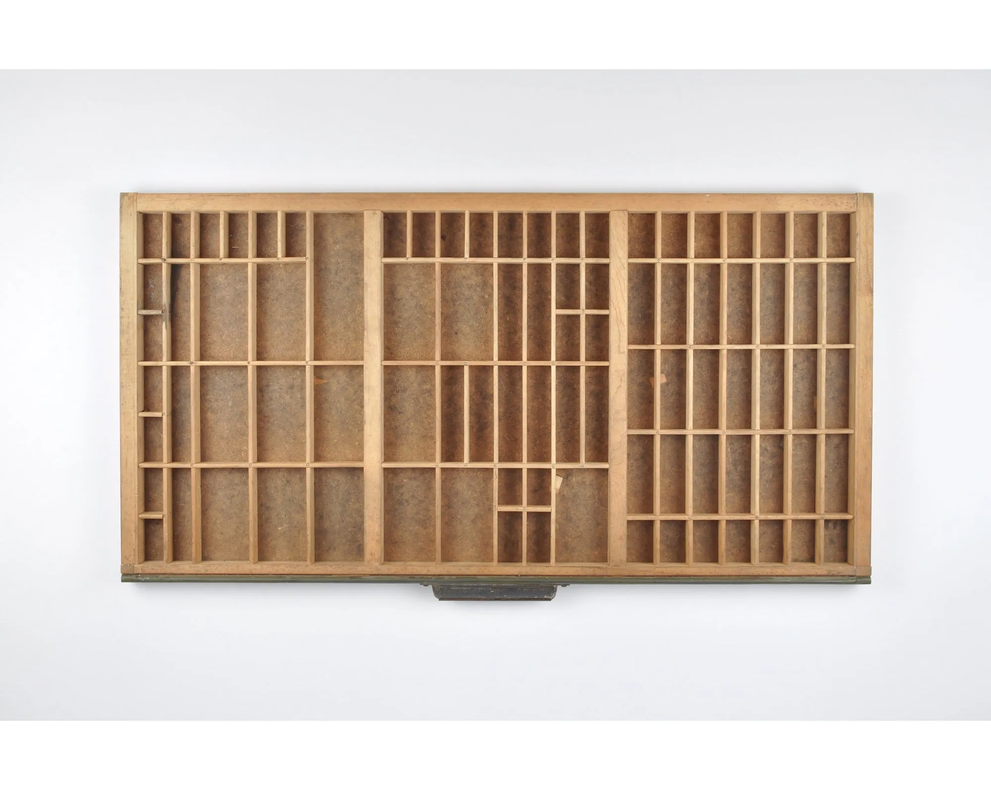 Hamilton Printers Drawer Wooden Typeset Wood Letterpress-Shadow Box-Curio Shelf-Vintage Home Decor-Metal and Wood Section Shelf-Brown Patina