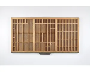 Hamilton Printers Drawer Wooden Typeset Wood Letterpress-Shadow Box-Curio Shelf-Vintage Home Decor-Metal and Wood Section Shelf-Brown Patina