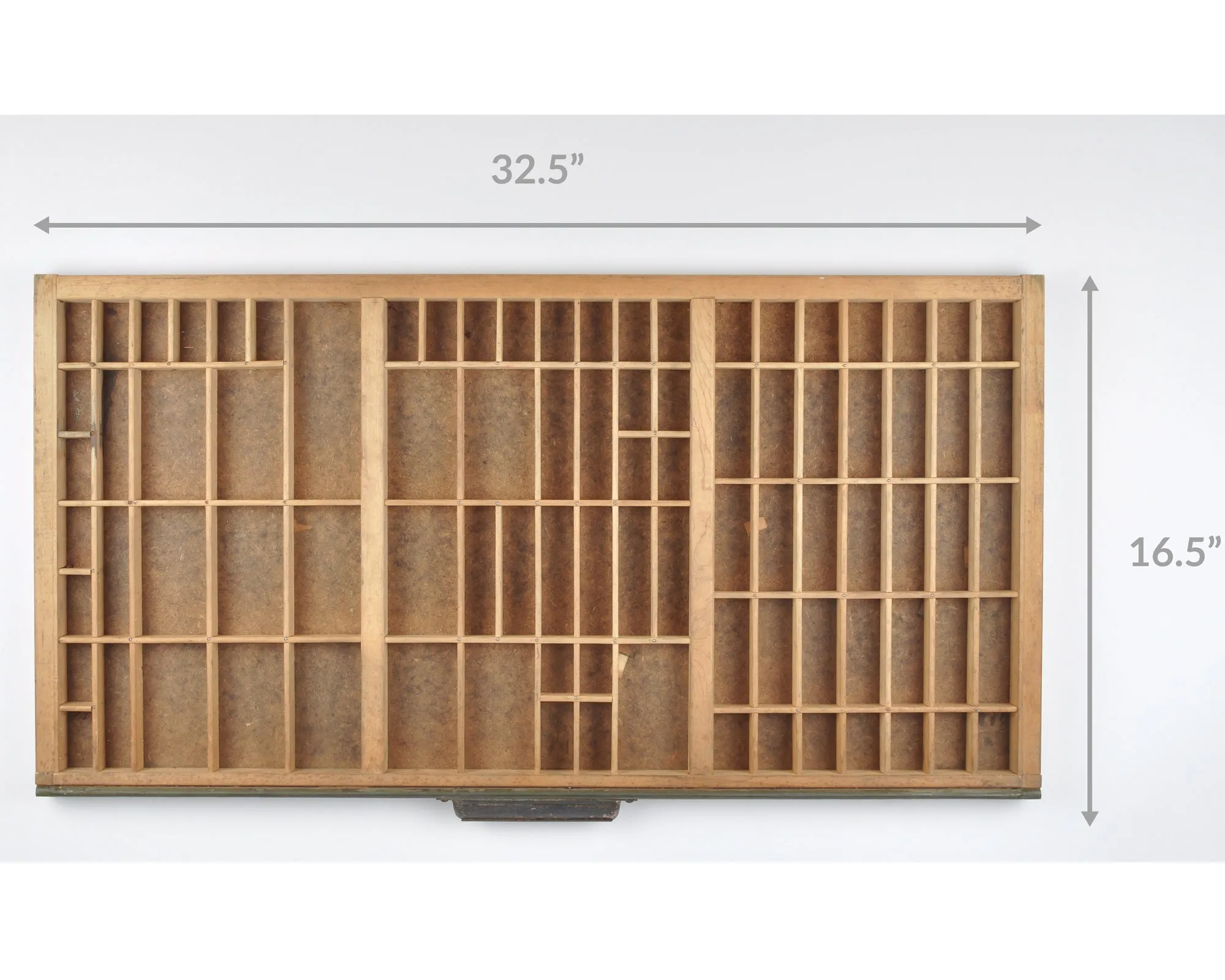 Hamilton Printers Drawer Wooden Typeset Wood Letterpress-Shadow Box-Curio Shelf-Vintage Home Decor-Metal and Wood Section Shelf-Brown Patina