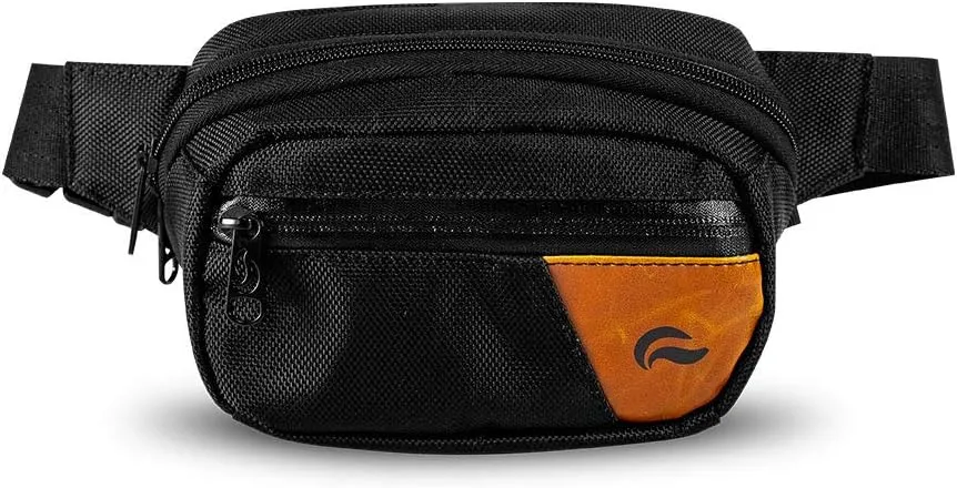 Hipster Smell Proof Bag - Fanny Pack (Green/Brown Leather)