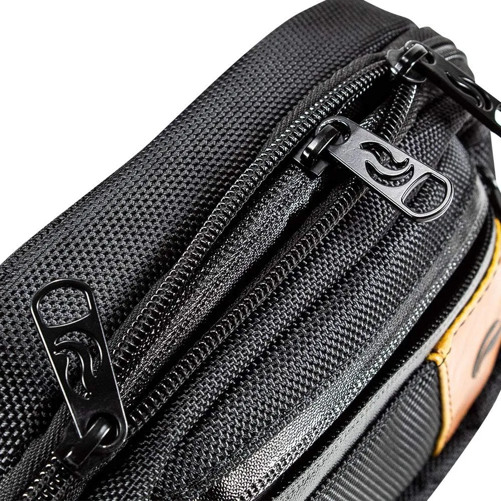 Hipster Smell Proof Bag - Fanny Pack (Green/Brown Leather)