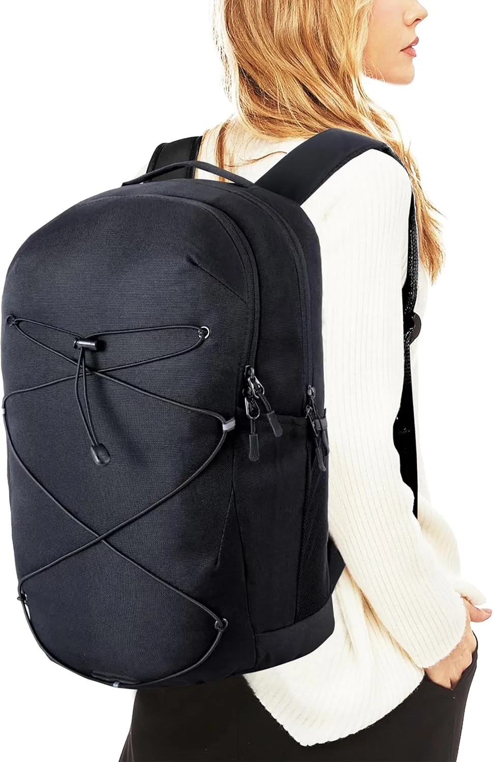 KEOFID Casual Backpack for Men and Women, Hiking Backpack for Travel, Black Daypacks for Sports, College, Water Resistant(Black)