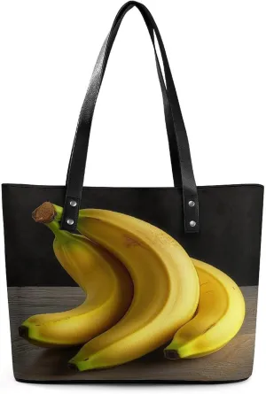 Leather Women Handbags Soft Yellow Banana Tote Bags Top Handle Satchel Fashion Ladies Shoulder Tote Purse Large Travel Bag