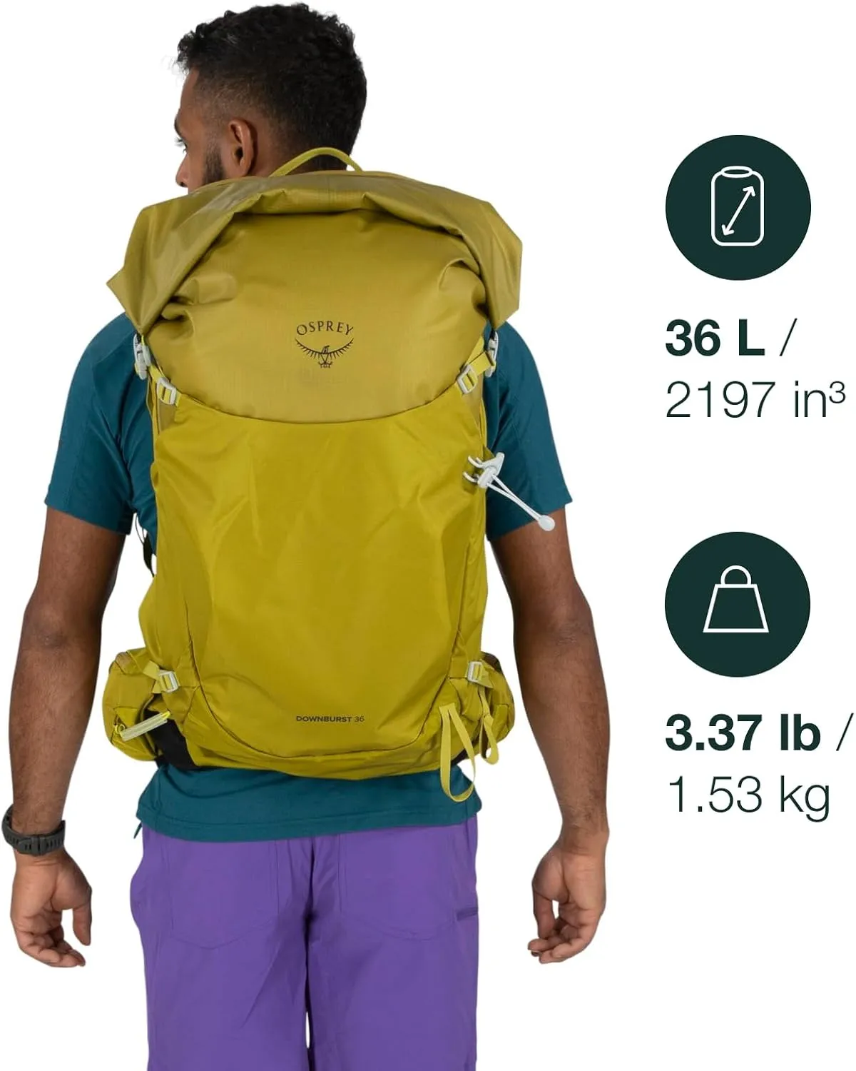 Osprey Downburst 36L Men's Hiking Backpack, Babylonica Yellow