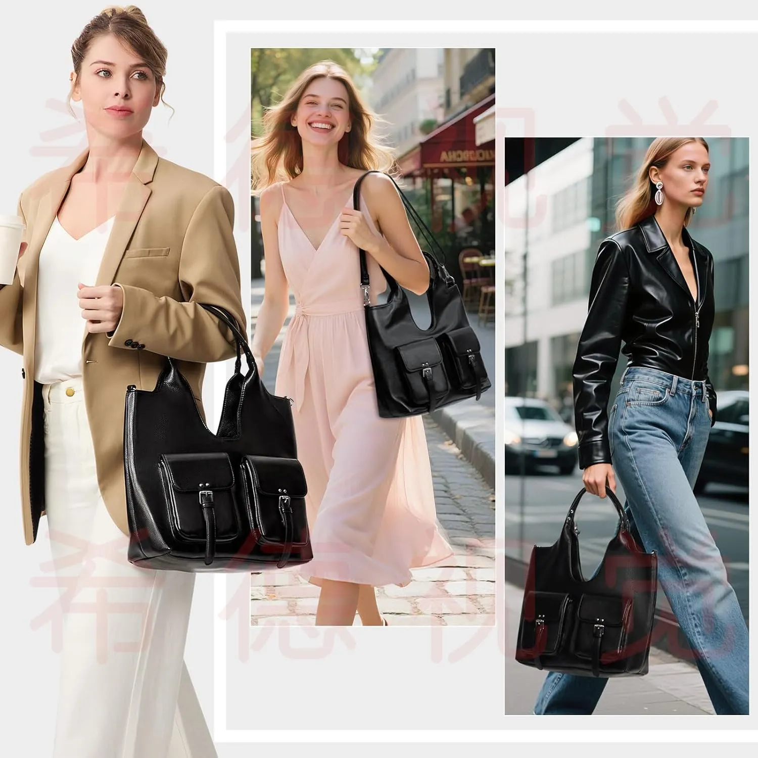 Shoulder Bag for Women, Black Toto Bags with Zipper Closure (#Black)