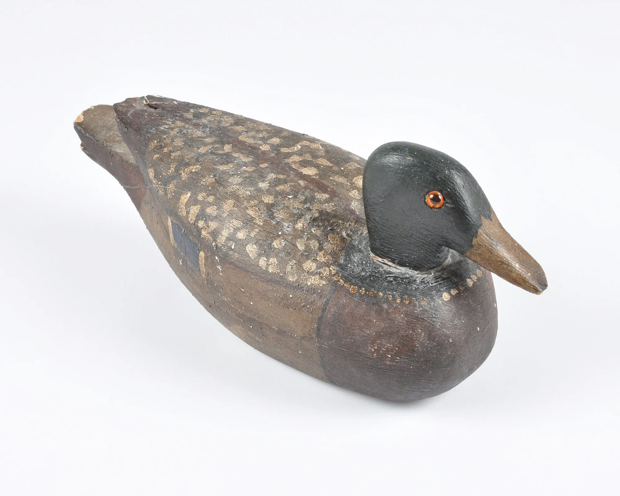 Vintage Antique Carved Wooden Duck Original Paint Hand Carved-Rustic Hunting Decor Art-Duck Hunting-Mantle Home Decor