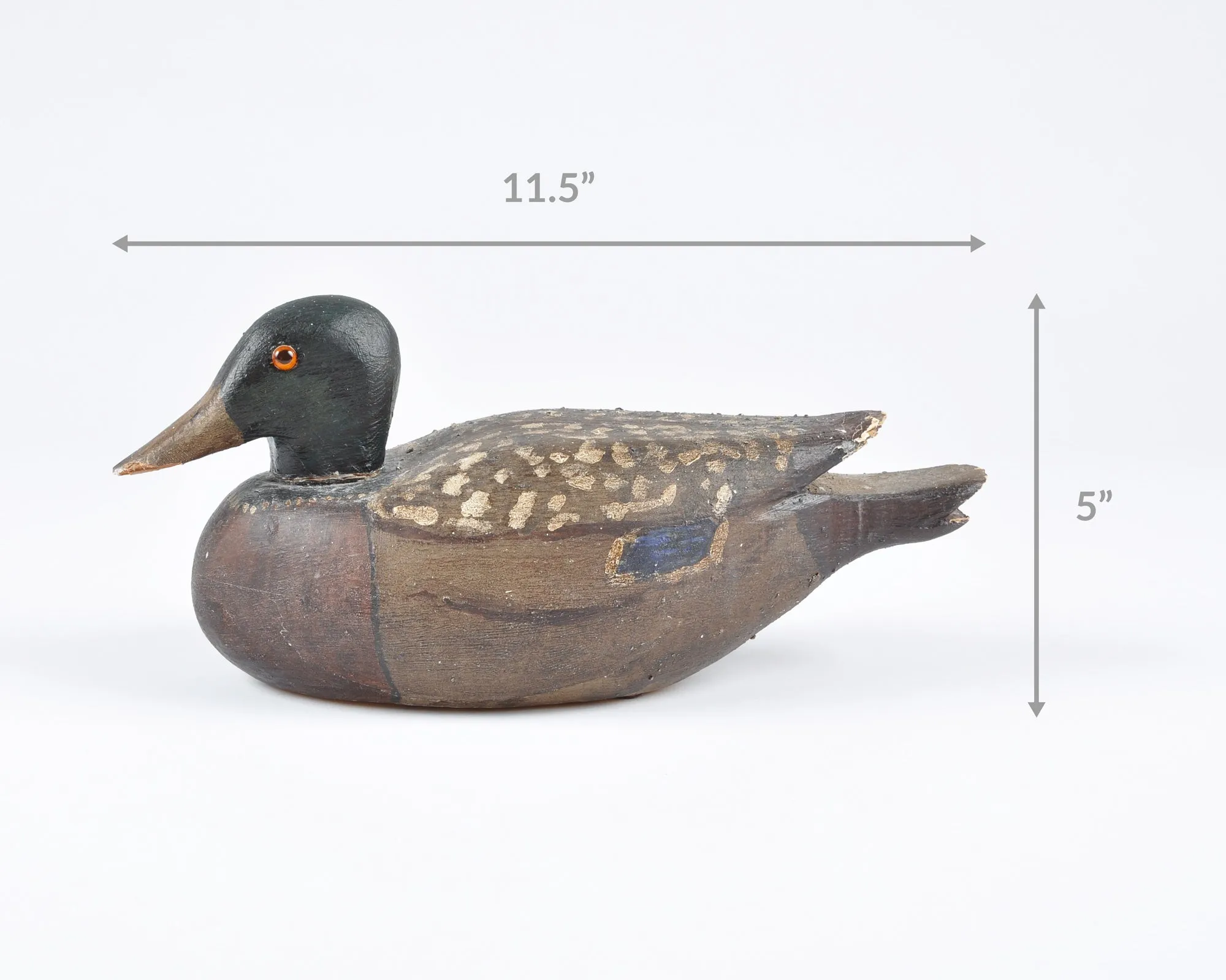 Vintage Antique Carved Wooden Duck Original Paint Hand Carved-Rustic Hunting Decor Art-Duck Hunting-Mantle Home Decor