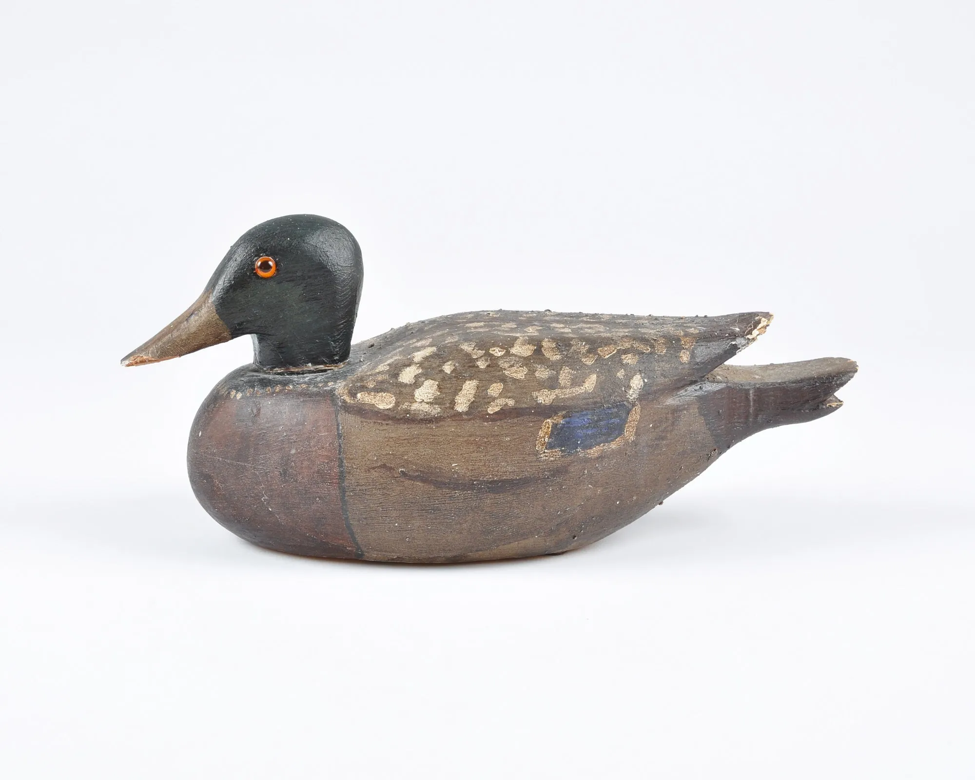 Vintage Antique Carved Wooden Duck Original Paint Hand Carved-Rustic Hunting Decor Art-Duck Hunting-Mantle Home Decor