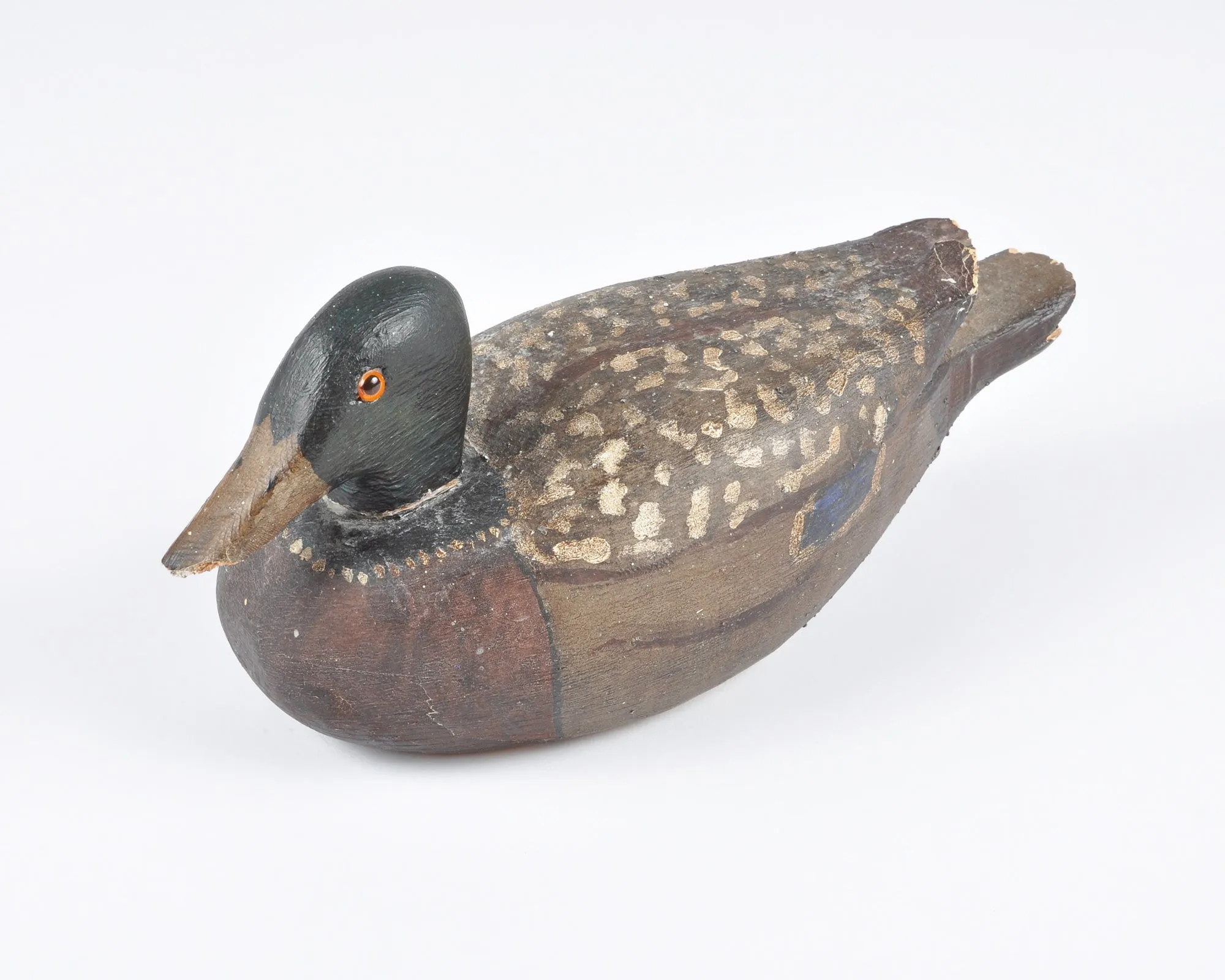 Vintage Antique Carved Wooden Duck Original Paint Hand Carved-Rustic Hunting Decor Art-Duck Hunting-Mantle Home Decor