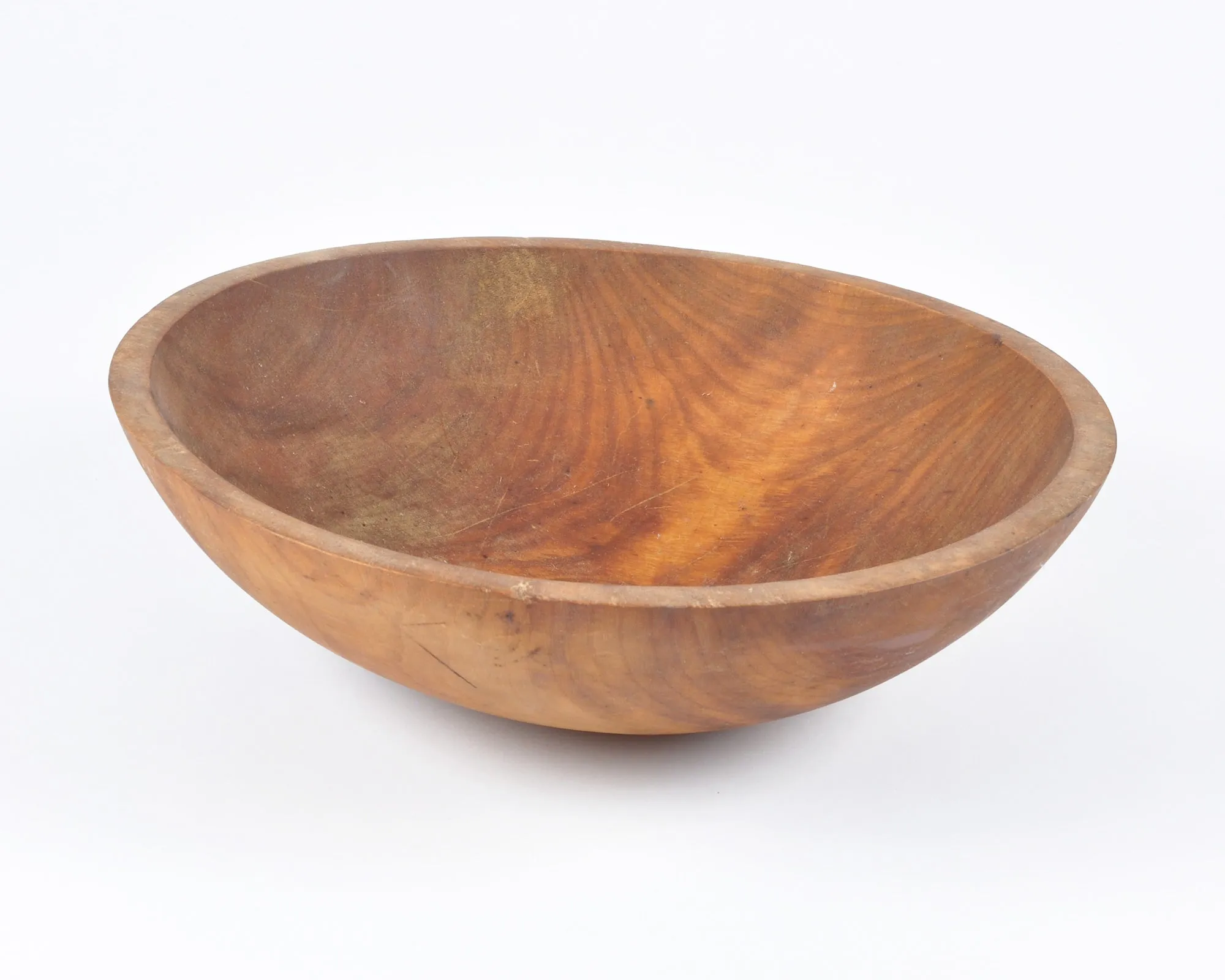 Vintage Home Decor-Old Wooden Primitive Turned Bowl-Solid Wood-Large-Farmhouse Décor