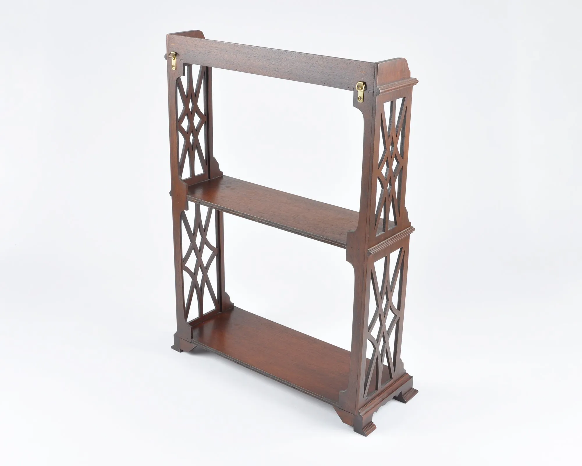 Vintage Mahogany Wood Hanging Shelf-Curio Shelf-Vintage Home Decor-Three Tier Shelf