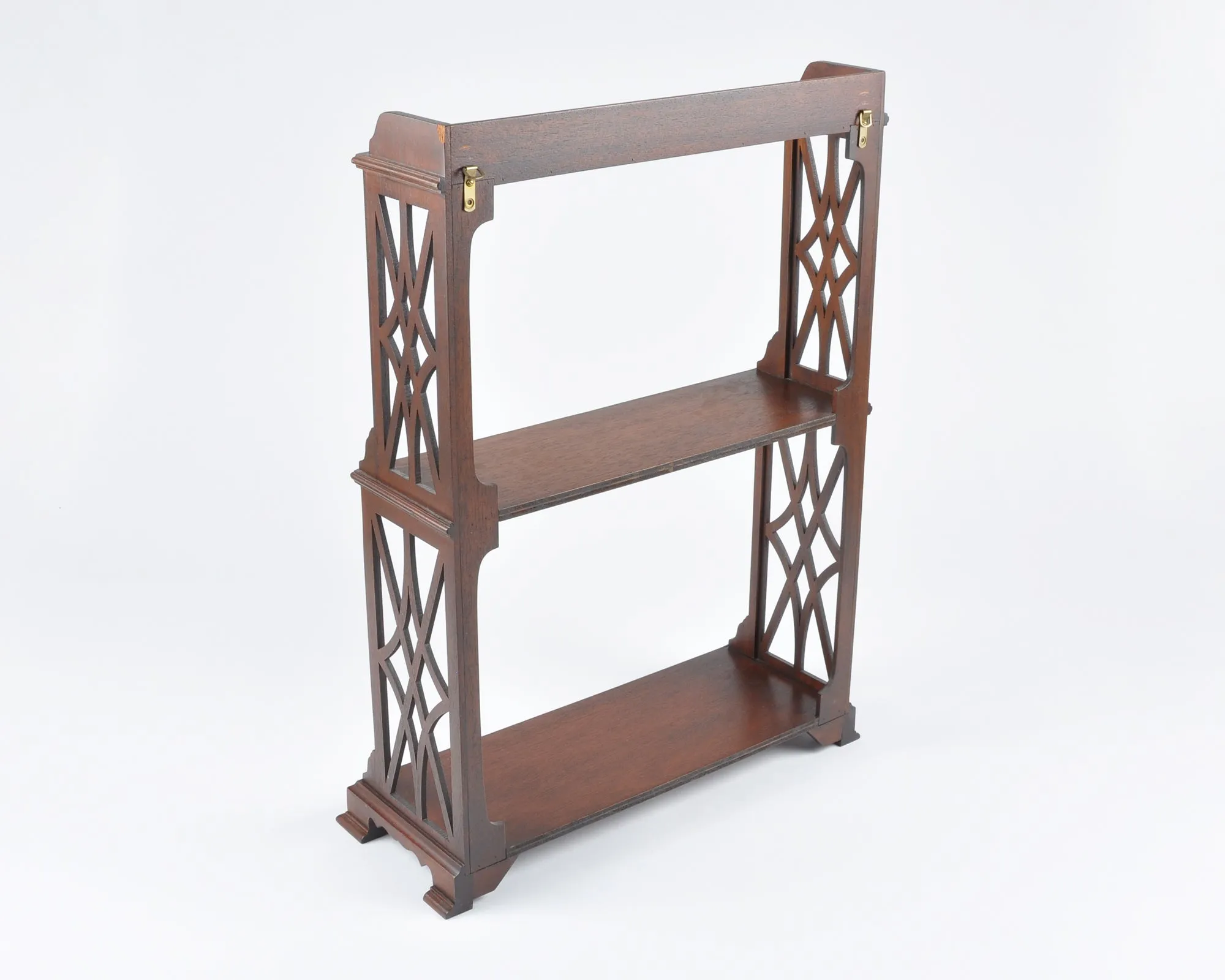 Vintage Mahogany Wood Hanging Shelf-Curio Shelf-Vintage Home Decor-Three Tier Shelf