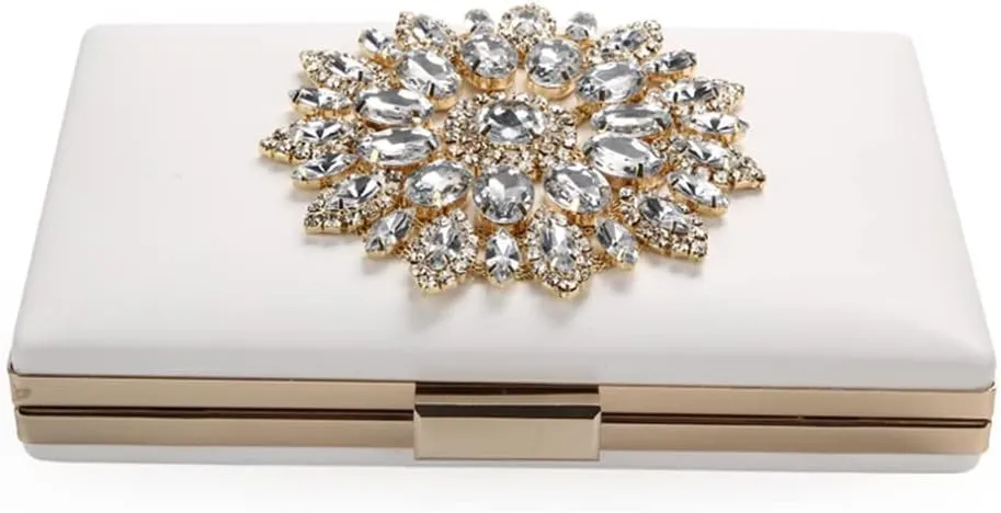 White Handbag for Women, Fashion Diamond-Studded Chain Dinner Clutch Luxury Small Shoulder Bag for Wedding, Night (Color : White)