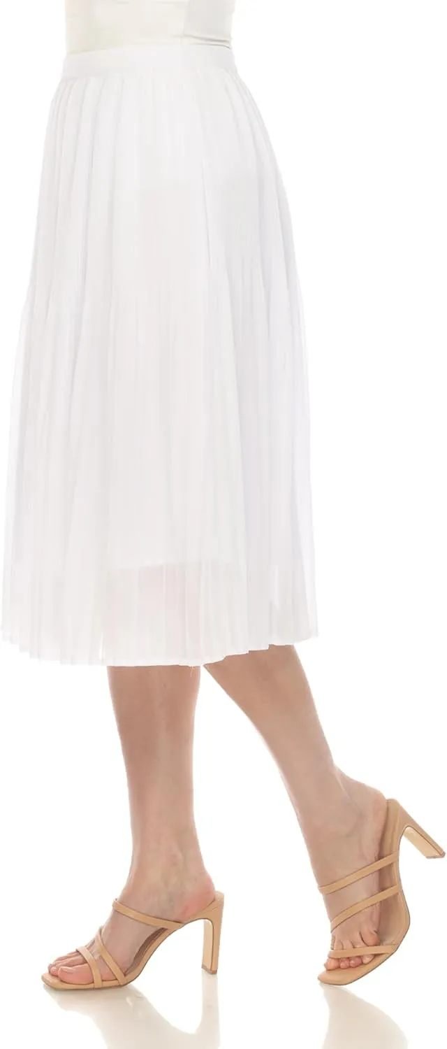 white mark Women's Chiffon Pleated Midi Skirt