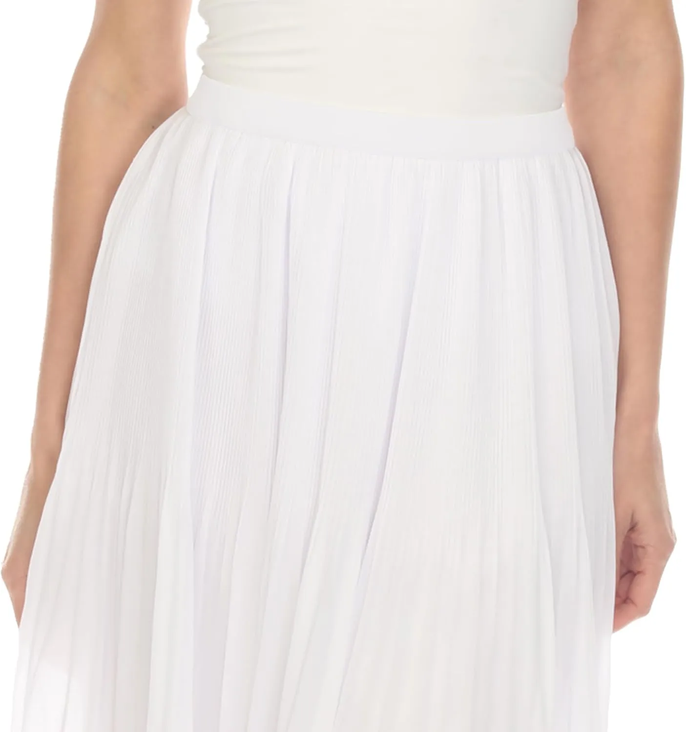 white mark Women's Chiffon Pleated Midi Skirt