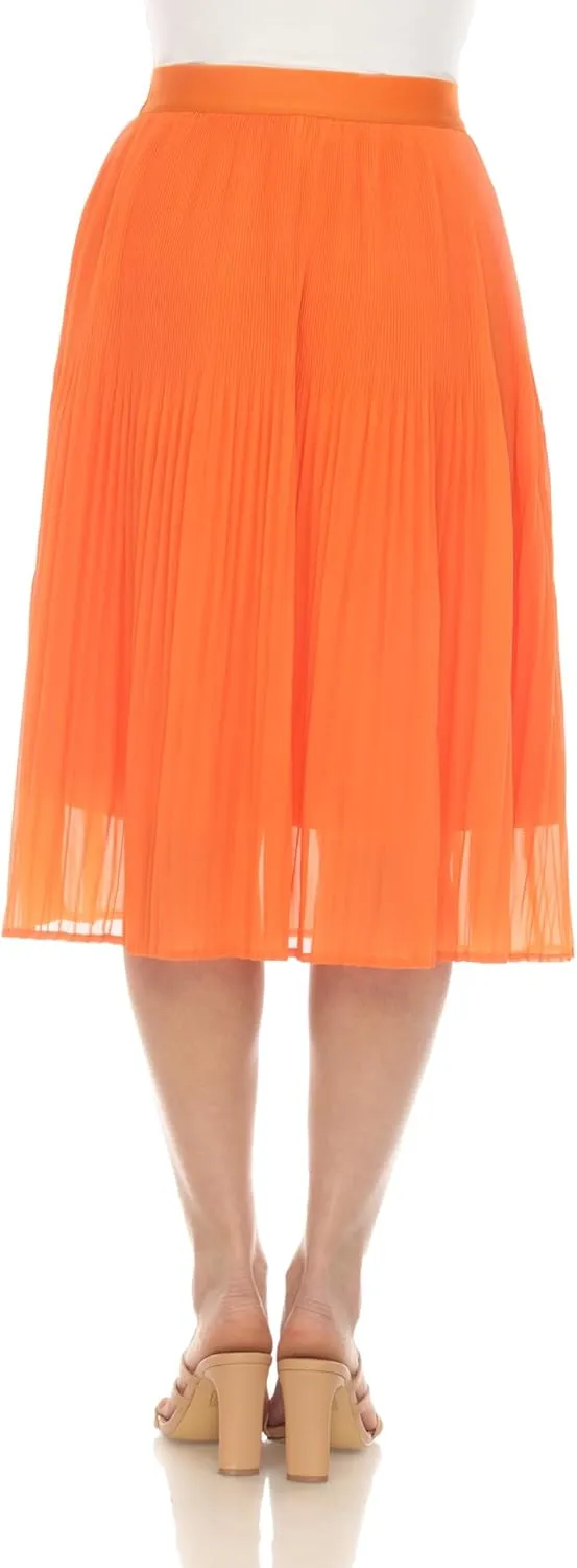 white mark Women's Chiffon Pleated Midi Skirt
