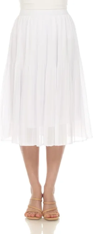 white mark Women's Chiffon Pleated Midi Skirt