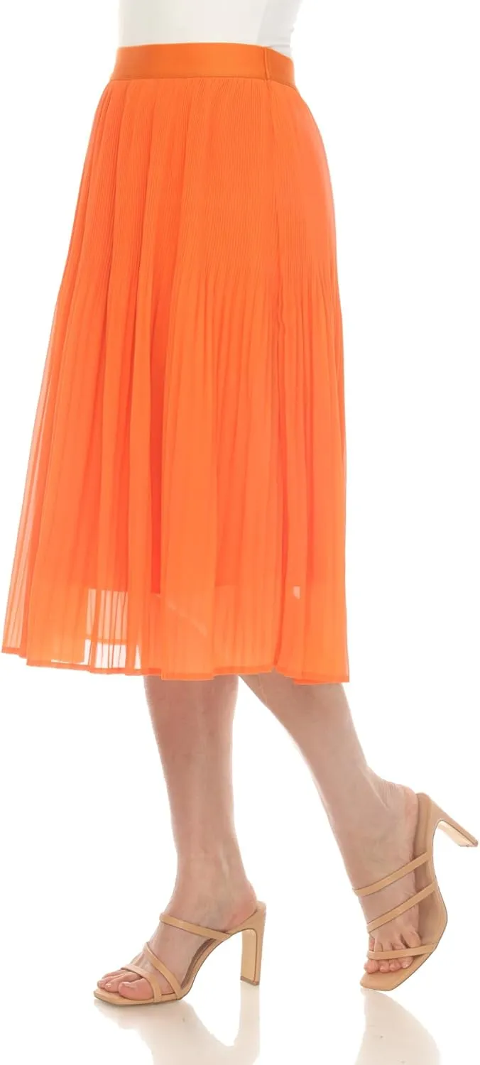 white mark Women's Chiffon Pleated Midi Skirt