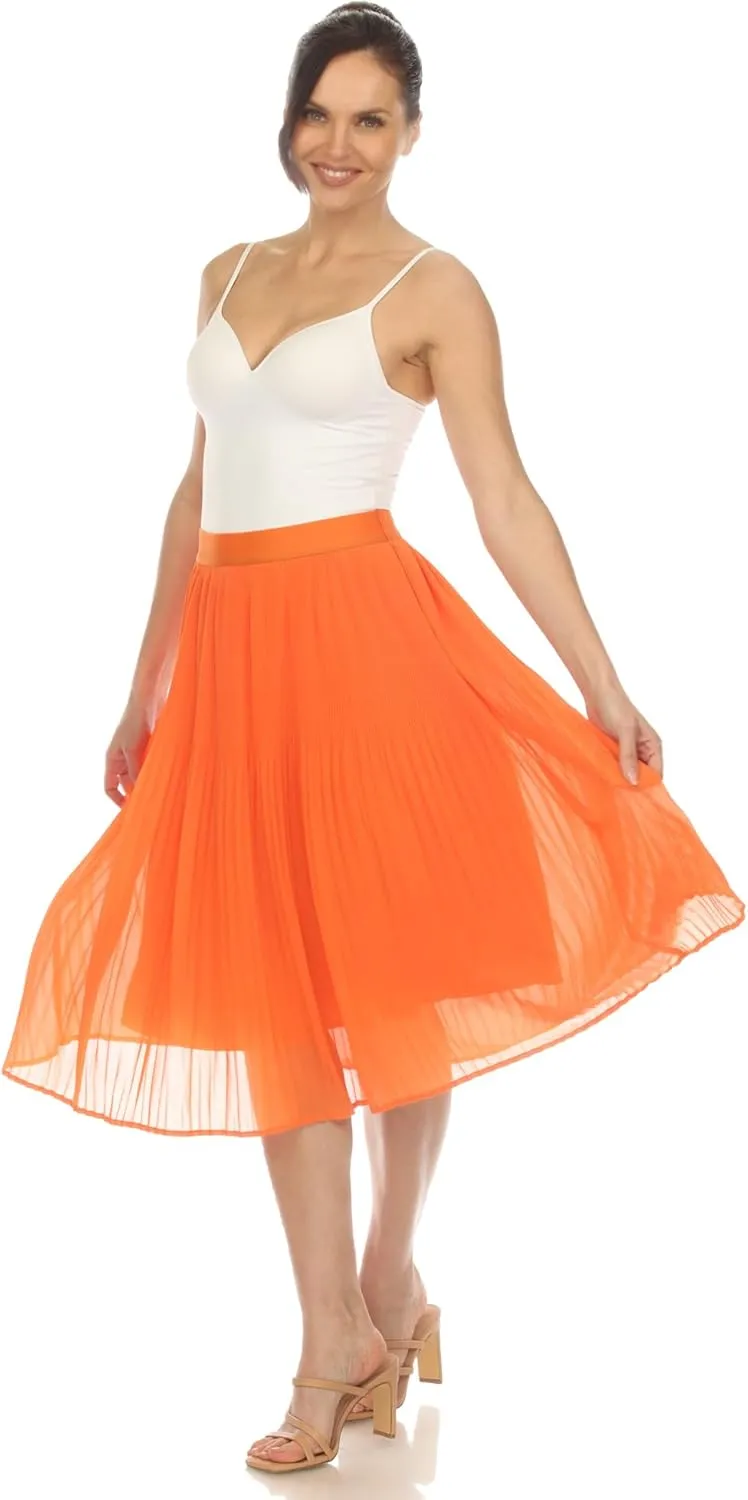 white mark Women's Chiffon Pleated Midi Skirt