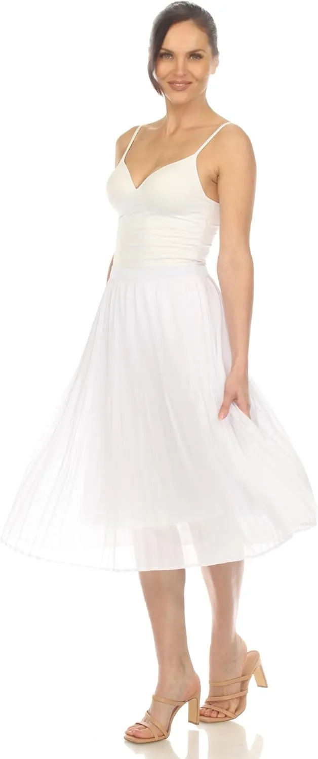 white mark Women's Chiffon Pleated Midi Skirt