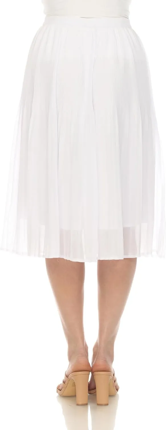 white mark Women's Chiffon Pleated Midi Skirt
