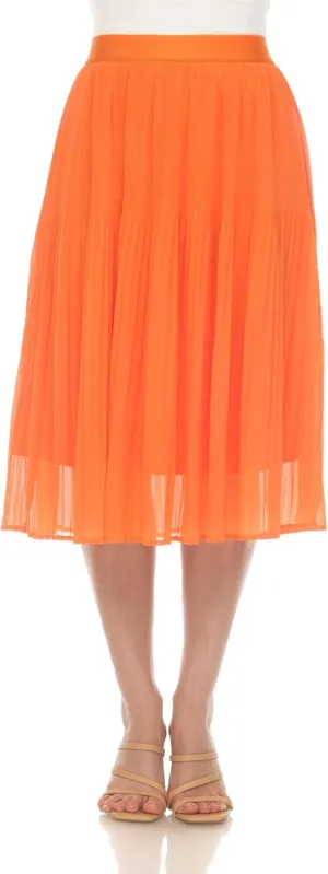 white mark Women's Chiffon Pleated Midi Skirt