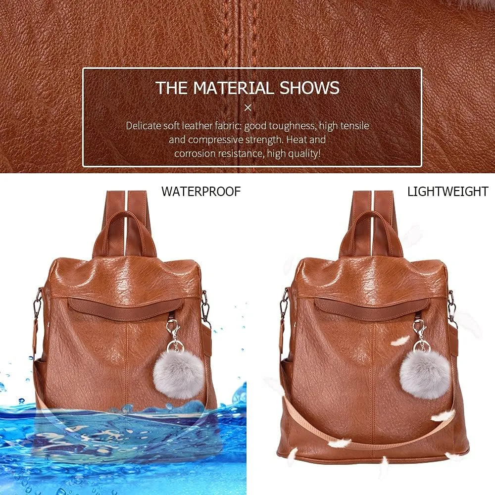 Women Backpack Purse Fashion Waterproof Anti-theft PU Leather Nylon Shoulder Bag Travel Backpack Ladies