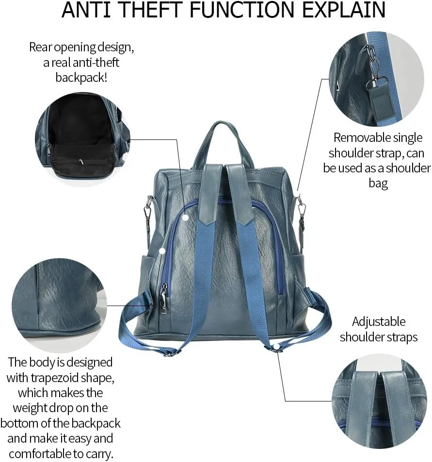 Women Backpack Purse Fashion Waterproof Anti-theft PU Leather Nylon Shoulder Bag Travel Backpack Ladies
