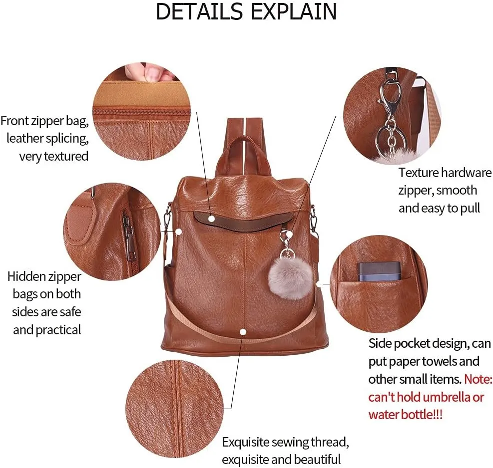 Women Backpack Purse Fashion Waterproof Anti-theft PU Leather Nylon Shoulder Bag Travel Backpack Ladies