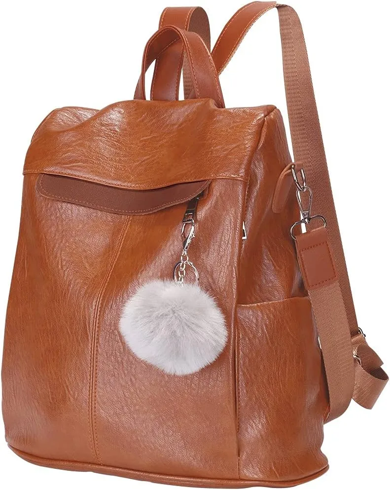 Women Backpack Purse Fashion Waterproof Anti-theft PU Leather Nylon Shoulder Bag Travel Backpack Ladies