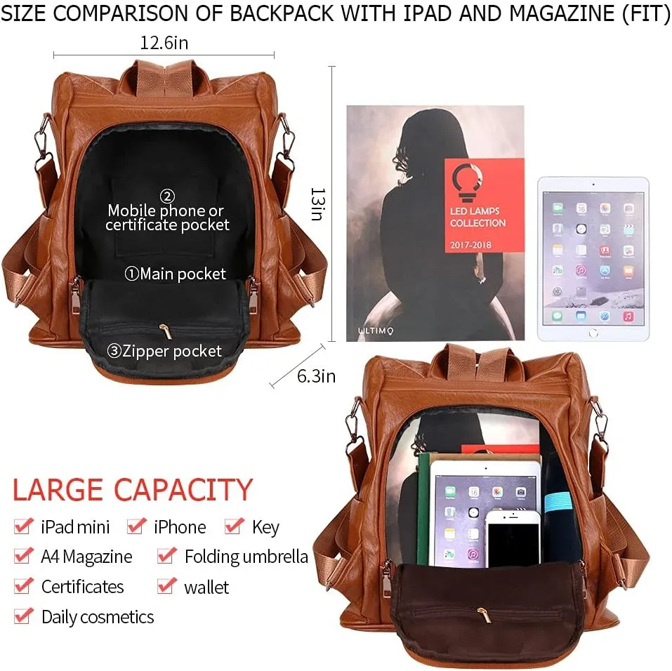 Women Backpack Purse Fashion Waterproof Anti-theft PU Leather Nylon Shoulder Bag Travel Backpack Ladies