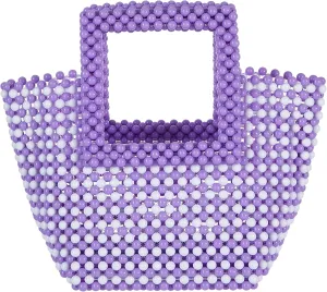 YUSHINY Women Macaron Colored Acrylic Beaded Tote Handmade Bags for Wedding Evening Party